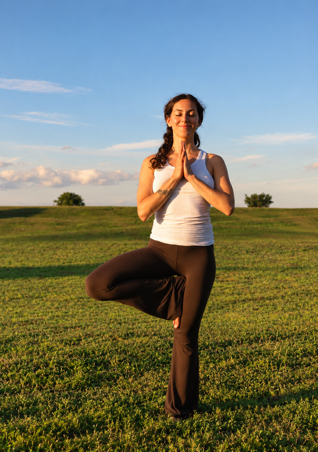 Bryanna Lares practicing yoga outdoors